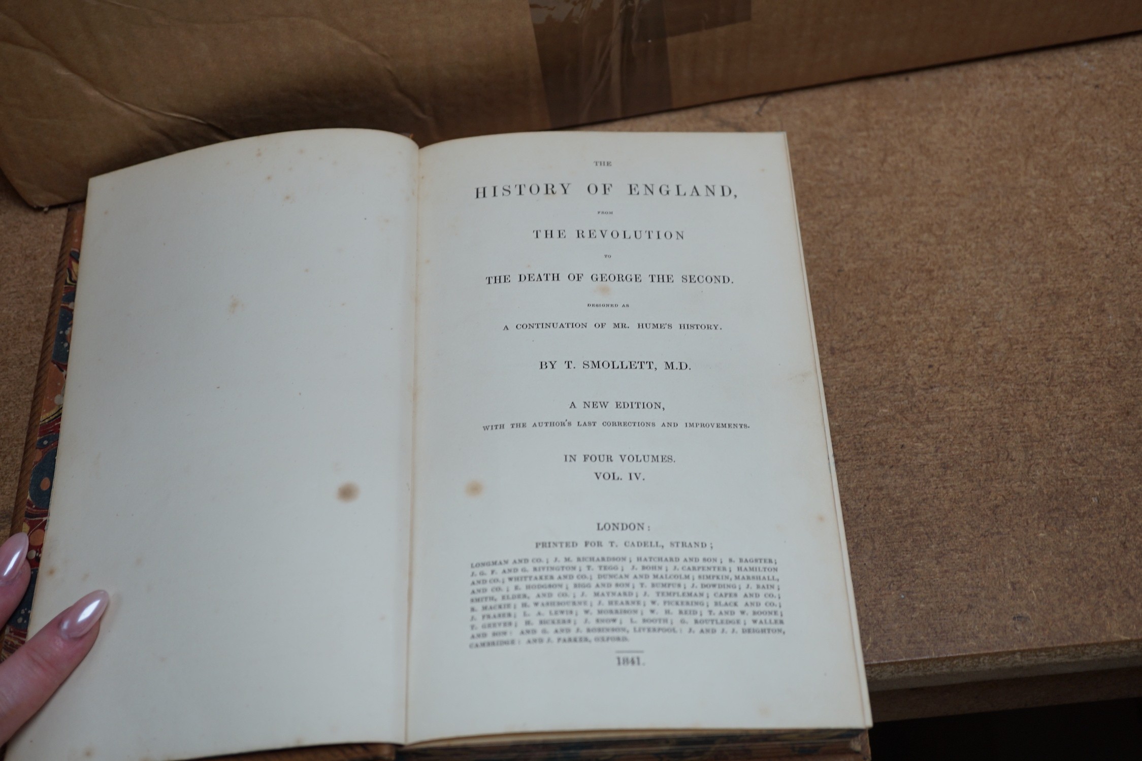 Hume, David - The History of England ... new edition, 6 vols. portrait frontis.; together with Smollet, Thomas - The History of England ... designed as a continuation of Mr Hume's History.
